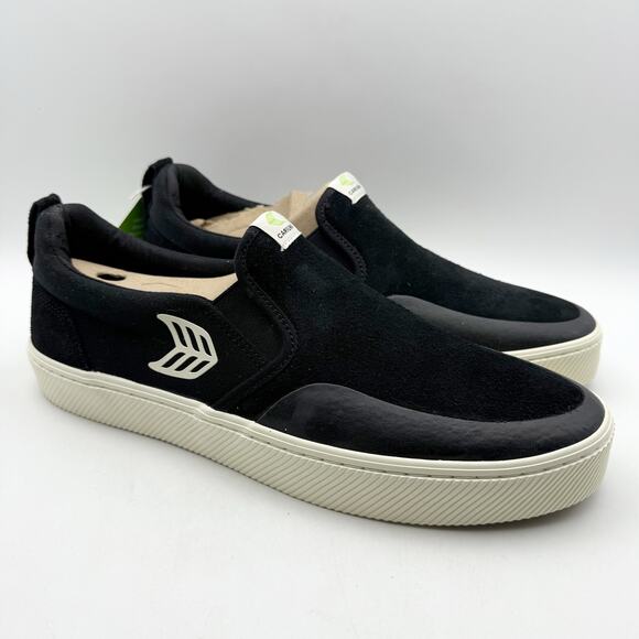 Cariuma Mens Slip On Pro Low Sneakers US 12.5 M EU 46 Black Ivory Suede NIB - Picture 5 of 12